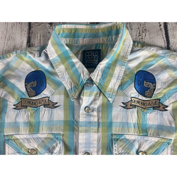 Hollister Snap Up Shirt Men's Medium Long Sleeve Demonio Azul - Picture 4 of 9